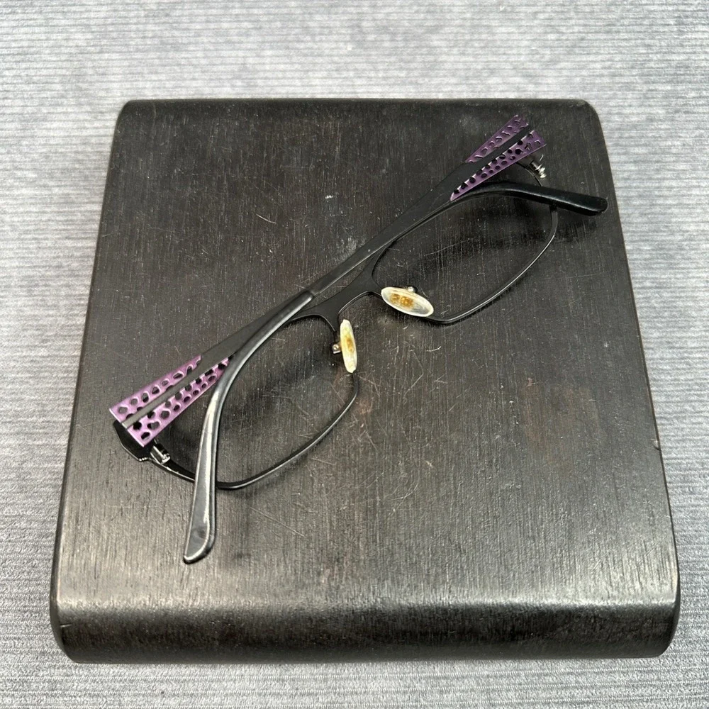L'Amy Paris Elaina C01 Black Metal Eyeglass Frames Made in France 53-16-140